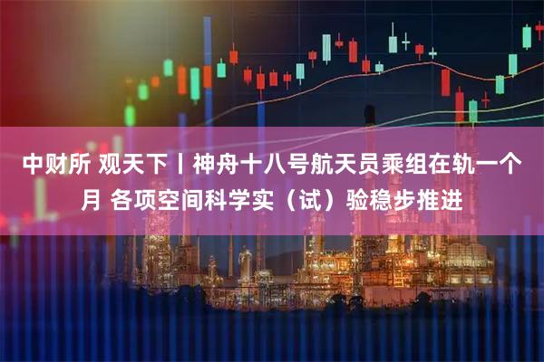 中财所 观天下丨神舟十八号航天员乘组在轨一个月 各项空间科学实（试）验稳步推进
